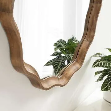 Kate and Laurel Hatherleigh 28" Round Wooden Wall Mirror