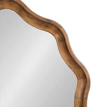 Kate and Laurel Hatherleigh 28" Round Wooden Wall Mirror