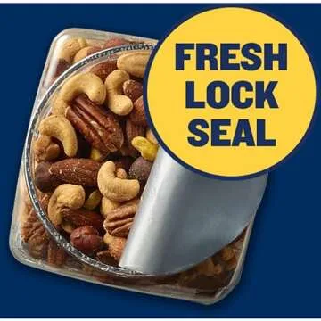 PLANTERS Deluxe Salted Mixed Nuts, Roasted Cashews, Almonds, Pecans, Pistachios, and Hazelnuts, Party Snacks, Plant-Based Protein, Quick Snack for Adults, After School Snack, 34oz Container