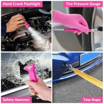 Pink Car Emergency Kit for Stylish Safety on Road