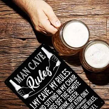 Gocolt Funny Man Cave Rules Sign Vintage for Home Garage Room Bar Metal Tin Decor Hanging Tag 8x12 I...