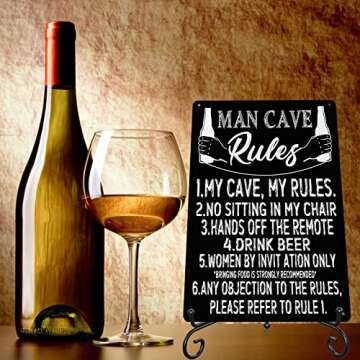 Gocolt Funny Man Cave Rules Sign Vintage for Home Garage Room Bar Metal Tin Decor Hanging Tag 8x12 Inches