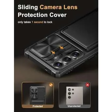 Vihibii for Samsung Galaxy S25 Ultra Case with Card Holder (4 Cards), [RFID Blocking] & Slide Camera Cover & Military Grade Drop Protection, Heavy Duty Wallet Cover for Samsung Galaxy S25 Ultra, Black