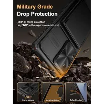 Vihibii for Samsung Galaxy S25 Ultra Case with Card Holder (4 Cards), [RFID Blocking] & Slide Camera Cover & Military Grade Drop Protection, Heavy Duty Wallet Cover for Samsung Galaxy S25 Ultra, Black