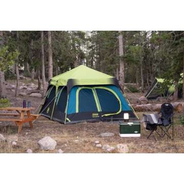 Coleman Cabin Tent with 1-Minute Setup, 4/6/8/10 Person Instant Tent with Weatherproof Floor, Pre-Attached Poles, Air Vent, & Carry Bag