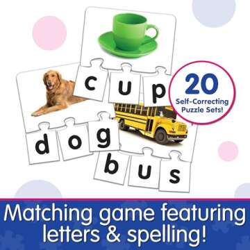 The Learning Journey: Match It! - Letters - 20 Piece Self-Correcting Spelling Puzzles for Three Lett...