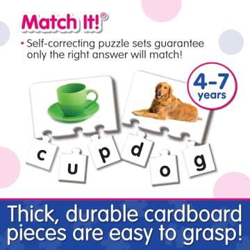 The Learning Journey: Match It! - Letters - 20 Piece Self-Correcting Spelling Puzzles for Three Letter Words with Matching Images - Learning to Read Games for Ages 4 and Up - Award Winning Toys