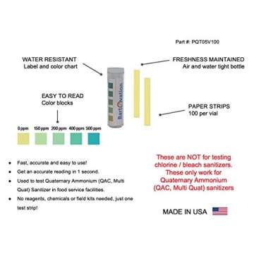 Fast-Results Sanitizer Test Strips – 0-500 ppm for Bars & Restaurants