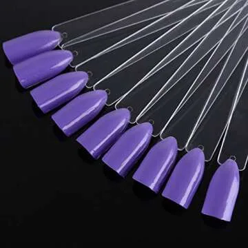 200 Pieces Nail Swatch Sticks Clear Square Nail Tips Nail Color Display Sticks Nail Swatches with Metal Screw Holder Fan Shaped Plastic Sample Sticks