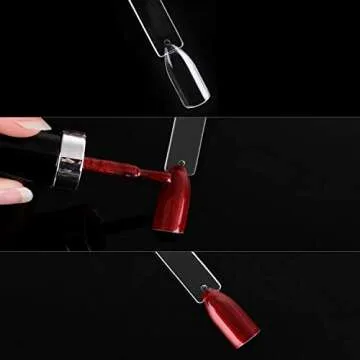 200 Pieces Nail Swatch Sticks Clear Square Nail Tips Nail Color Display Sticks Nail Swatches with Metal Screw Holder Fan Shaped Plastic Sample Sticks