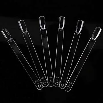 200 Pieces Nail Swatch Sticks Clear Square Nail Tips Nail Color Display Sticks Nail Swatches with Metal Screw Holder Fan Shaped Plastic Sample Sticks