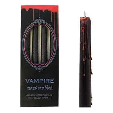 something different Vampire Tears Black Candles - Set of 4 Bleeding Candles - Gothic Rituals Halloween