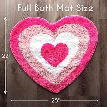Evovee Pink Heart Bath Mat Hot Pink Rug Funny Cute Bathroom Decor Valentine Shower Rugs Retro Funky ...