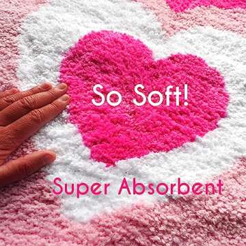 Evovee Pink Heart Bath Mat Hot Pink Rug Funny Cute Bathroom Decor Valentine Shower Rugs Retro Funky Bedroom Aesthetic Fun Preppy Cool Apartment College Novelty Washable Bathmat Girl
