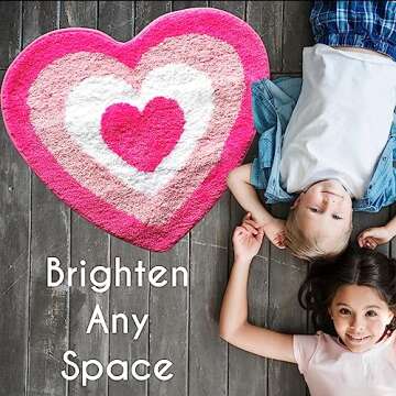 Evovee Pink Heart Bath Mat Hot Pink Rug Funny Cute Bathroom Decor Valentine Shower Rugs Retro Funky Bedroom Aesthetic Fun Preppy Cool Apartment College Novelty Washable Bathmat Girl