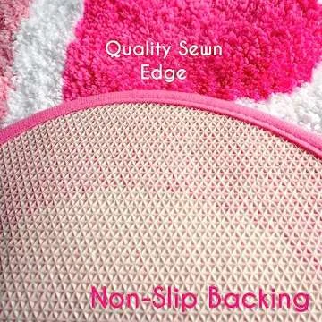 Evovee Pink Heart Bath Mat Hot Pink Rug Funny Cute Bathroom Decor Valentine Shower Rugs Retro Funky Bedroom Aesthetic Fun Preppy Cool Apartment College Novelty Washable Bathmat Girl