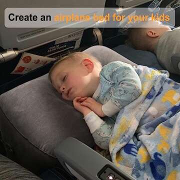 Inflatable Travel Foot Rest Pillow, Kids Airplane Bed, Adjustable Height Leg Pillow, Make a Flat Bed...