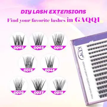 GAQQI Lash Clusters, GQ03 False Eyelashes DIY Lash Extensions C Curl 168PCS Cluster Lashes 16MM, Wispy and Natural Lash Wisps (GQ03,16mm,C Curl)