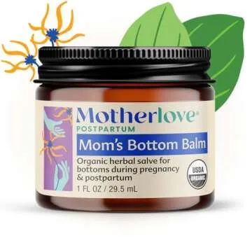 Motherlove Mom's Bottom Balm (1 oz) Organic Herbal Salve w/Witch Hazel for Bottoms During Pregnancy & Postpartum —Non-GMO Ointment