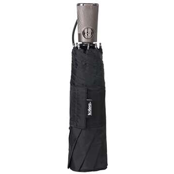totes Titan Portable Travel Umbrella – Windproof, Waterproof, Strong, Compact Umbrella – Perfect for the Car, Backpack, and On-the-Go