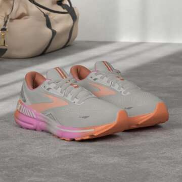 Brooks Women’s Adrenaline GTS 23 Supportive Running Shoe - White Sand/Sunset/Fuchsia - 6 Medium