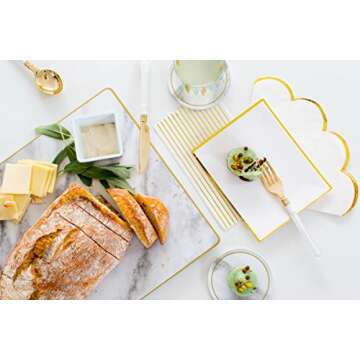 Sugar & Cloth 2 Piece Serving Set, Marble/Gold Trim