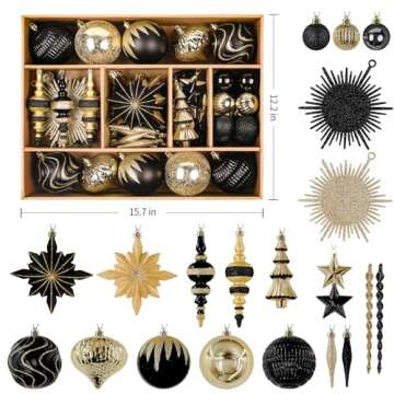 SHareconn 80pcs Christmas Balls Ornaments Set, Contemporary Light Luxury Gift Set, Shatterproof Plas...