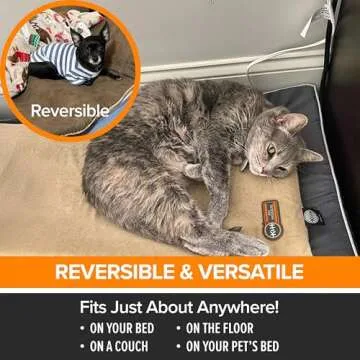 K&H Pet Products Heated Cat Bed Pad for Indoor Cats, Thermo-Kitty Mat Calming Warm Pet Heating Pad for Inside Pets, Machine Washable, Waterproof Heater, Safety Listed - 12.5 X 25in Mocha/Tan