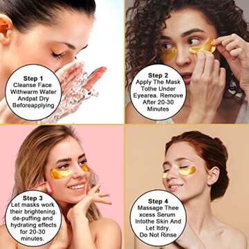 Xhoon 24K Gold Under Eye Patches - 15 Pairs Under Eye Mask Amino Acid & Collagen, Under Eye Mask for Face Care, Eye Masks for Dark Circles and Puffiness, Under Eye Masks for Beauty & Personal Care