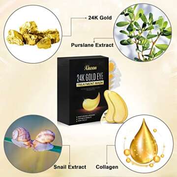 Xhoon 24K Gold Under Eye Patches - 15 Pairs Under Eye Mask Amino Acid & Collagen, Under Eye Mask for Face Care, Eye Masks for Dark Circles and Puffiness, Under Eye Masks for Beauty & Personal Care