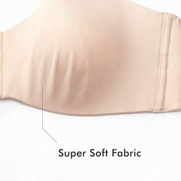 DELIMIRA Women's Strapless Bra Silicone-Free Minimizer Bandeau Plus Size Unlined Beige 42DD