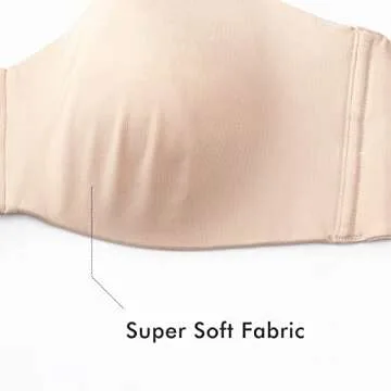 DELIMIRA Women's Strapless Bra Silicone-Free Minimizer Bandeau Plus Size Unlined Beige 42DD