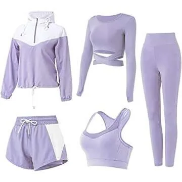 Inmarces Women's 5 PCS Yoga & Tracksuit Set