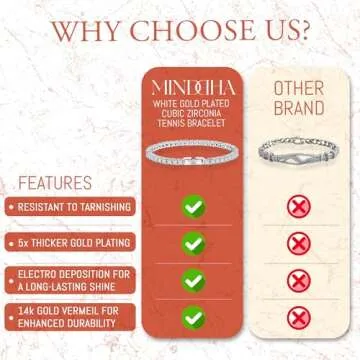 MINDDHA 14K Gold Plated 3mm Cubic Zirconia Tennis Bracelet – Elegant CZ Tennis Bracelet for Women, Thin, Dainty, & Classic, Available in Yellow and White Gold Options, Sizes 6-8 Inches