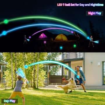 Leshein T Ball Set, Light Up LED Baseball Toys for Kids Toddlers 3-8, Glow in The Dark Tee Ball Set,...