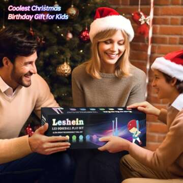 Leshein T Ball Set, Light Up LED Baseball Toys for Kids Toddlers 3-8, Glow in The Dark Tee Ball Set, Rechargeable Portable Toddler Outdoor Toys for Barkyard Camping, Gifts for Boys Girls (Blue)