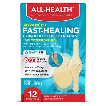 All Health Advanced Fast Healing Hydrocolloid Gel Bandages – 12 ct for All Ages