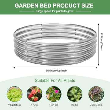 AHEONLAR 2PCs 2x2x1ft Round Galvanized Raised Metal Garden Bed Kits, Galvanized Metal Raised Garden Bed Large Metal Planter Outdoor for Herbs, Flowers, Vegetables,