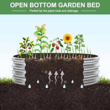 AHEONLAR 2PCs 2x2x1ft Round Galvanized Raised Metal Garden Bed Kits, Galvanized Metal Raised Garden Bed Large Metal Planter Outdoor for Herbs, Flowers, Vegetables,