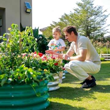 AHEONLAR 2PCs 2x2x1ft Round Galvanized Raised Metal Garden Bed Kits, Galvanized Metal Raised Garden Bed Large Metal Planter Outdoor for Herbs, Flowers, Vegetables,