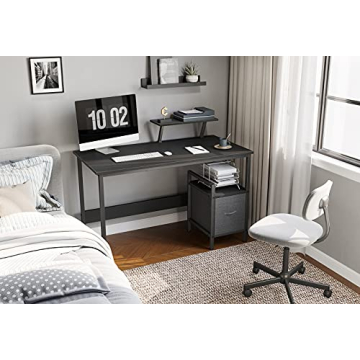 CubiCubi Small Computer Desk with Shelves for Home Office