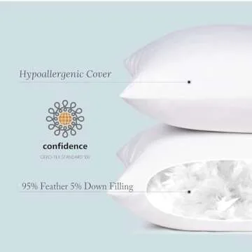 puredown® Feather Throw Pillow Inserts 22 x 22 (Pack of 2, White), Big Throw Pillows for Floor, Cou...