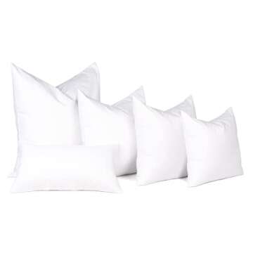 puredown® Feather Throw Pillow Inserts 22 x 22 (Pack of 2, White), Big Throw Pillows for Floor, Couch, Bed, Machine Washable
