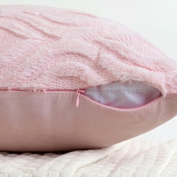 Soft Plush MIULEE Light Pink Pillow Covers Set of 2