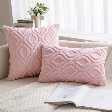 Soft Plush MIULEE Light Pink Pillow Covers Set of 2
