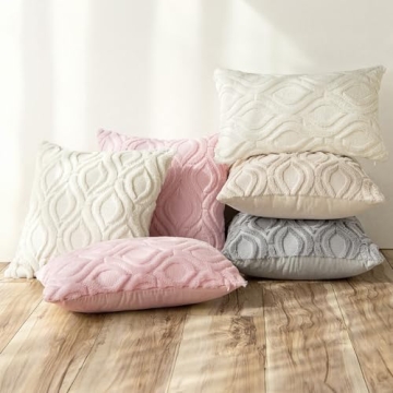 Soft Plush MIULEE Light Pink Pillow Covers Set of 2