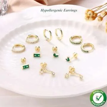 Jewdreamer Dainty Gold Flat Back Earrings Hypoallergenic Cartilage Earring Sets for Multiple Piercing 20G Surgical Stainless Steel Earrings Trendy Earring Stacks Small Hoop Flatback Stud Earrings