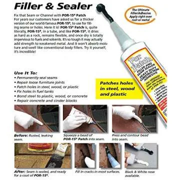 POR-15 Patch - Black 4 oz - Filler & Seam Sealer | Ultimate Filler Adhesive | Patches Holes, Cracks ...