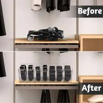 QTLILMNT Belt Case Storage Holder, Clear Belt Display Case, 7 Compartment Acrylic Belt Organizer, Belt Display for Closet, Tie, Bow, Underwear