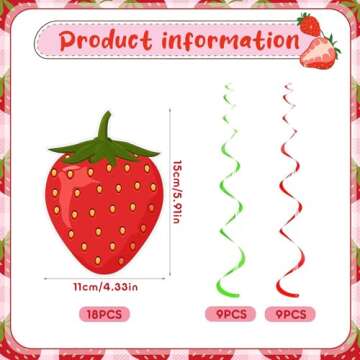 Lewtemi 36 Pcs Strawberry Decor Berry First Birthday Decor Hanging Swirl Banner for Strawberry Party...